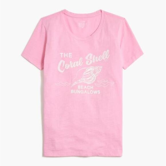 J. Crew Factory Womens Slim Fit Coral Seashell Graphic Tee BY951 Pink Size M NWT - Picture 1 of 4